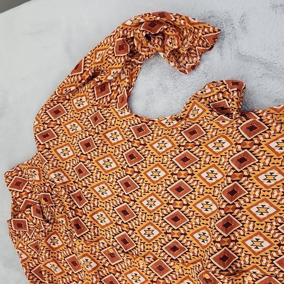 LAST QUEEN paris long sleeve dress abstract browns - Picture 14 of 15